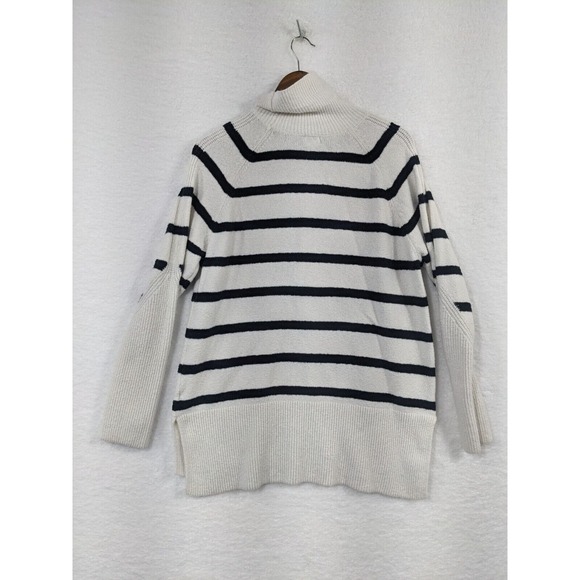 Women's Mock Turtleneck TunicSweater-A New Day White Striped Size L - Picture 2 of 10